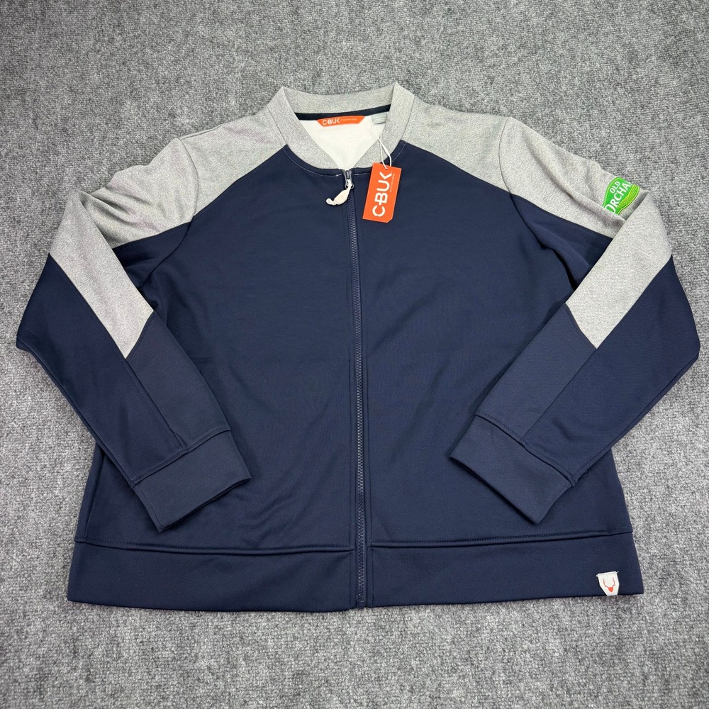 CBUK Cutter Buck Jacket Women's XXL Navy Grey Full Zip Bomber Old Orchard NWT